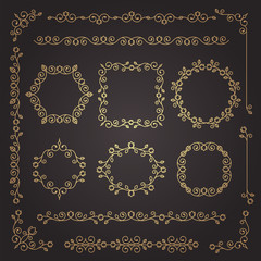 Vintage ornaments and dividers. Design elements set. Ornate floral frames and banners. Vector graphic elements for design.