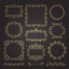 Vintage ornaments and dividers. Design elements set. Ornate floral frames and banners. Vector graphic elements for design.