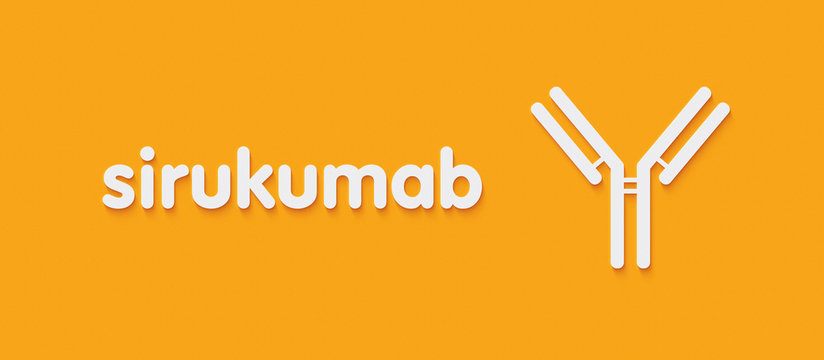 Sirukumab Monoclonal Antibody Drug. Targets IL-6. Generic Name And Stylized Antibody Representation.