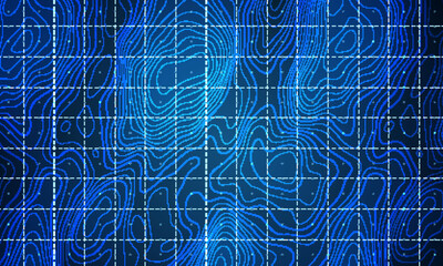 Vector abstract earth relief map. Generated conceptual elevation map. Isolines of landscape surface elevation. Geographic map conceptual design. Elegant background for presentations.