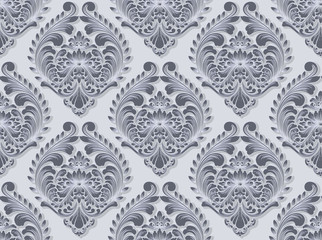 Fototapeta premium Vector damask seamless pattern background. Classical luxury old fashioned damask ornament, royal victorian seamless texture for wallpapers, textile, wrapping. Exquisite floral baroque template.