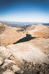 Landscape view of the lake at the base of Mount Evans in Colorado. 