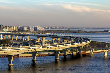 Fototapeta na wymiar 15 July 2018.view from the height of the Western high-speed section of the ring road and the city of St. Petersburg