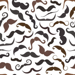 Cartoon hipster male mustaches seamless pattern