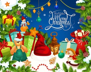 Christmas greetings with Santa gift frame © Vector Tradition