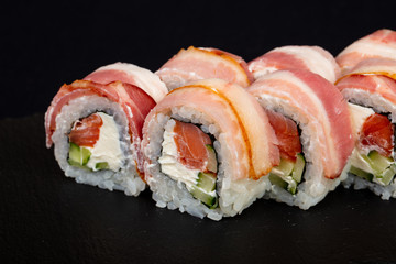 Japanese roll with bacon