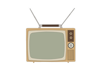 Retro 1960s vintage television isolated on white vector illustration.