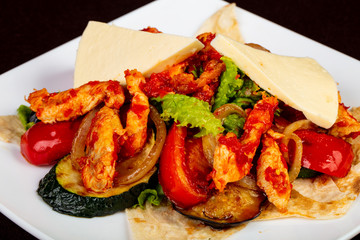 Grilled vegetables with chicken
