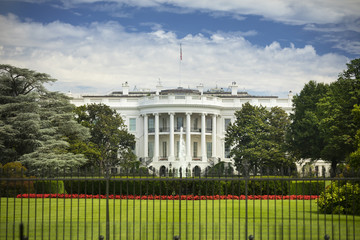 The White House at 1600 Pennsylvania Ave home of the President of the United States of America in Washington DC USA