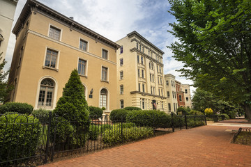 Fototapeta na wymiar Houses and in the neighbourhood of Capitol Hill in Washington DC USA