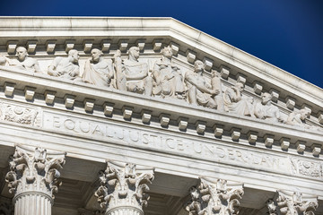 Detail of Americas highest court of law the Supreme Court in Washington DC United States