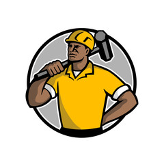 African American Demolition Worker Mascot