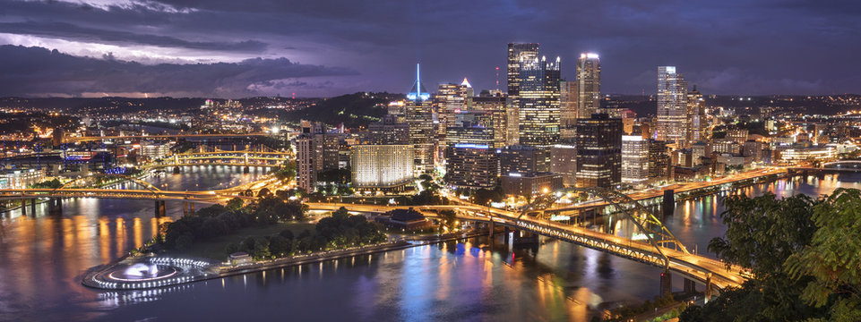 Pittsburgh city downtown skyline landscape view over the Monongahela and Allegheny River