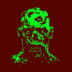 Green zombie apocalyptic face. Vector illustration.