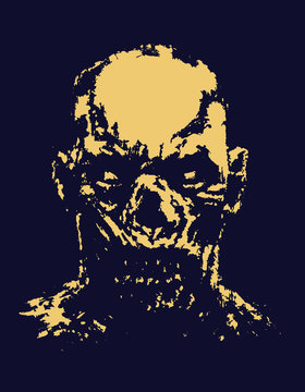 Grim zombie face. Vector illustration.