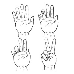 Obraz premium Victory or Peace Hand Sign Drawing
