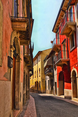 The ancient historic streets of the romantic city of Verona Italy
