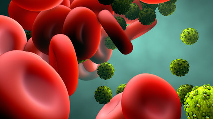 Virus Attacking Red Blood Cells