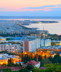  View Thessaloniki at dusk. Greece.
