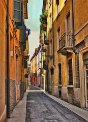 Fototapeta na wymiar The ancient historic streets of the romantic city of Verona Italy