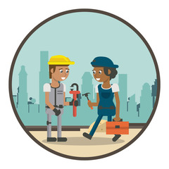 Geometric workers cartoons