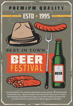 Beer festival and sausages vector retro poster