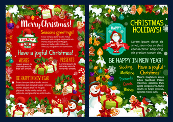Christmas holidays poster with New Year gift frame