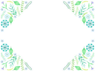 青いボタニカルフレーム