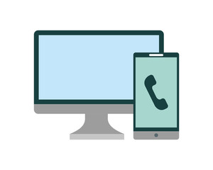 computer monitor with smartphone isolated icon