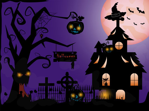 illustration_19_pumpkin, cemetery, a holiday in October Halloween