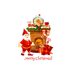 Christmas greeting card with Santa gift stocking
