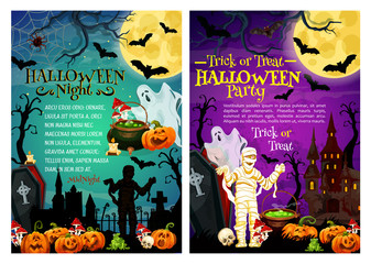 Obraz premium Halloween horror party poster with spooky mummy