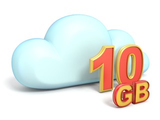 Cloud icon 10 GB storage capacity 3D