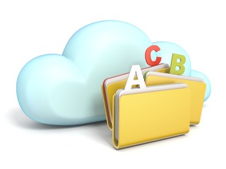 Cloud icon three ABC folders 3D