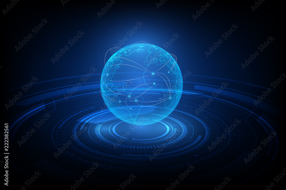 Poster global network connection. world map point and line composition concept of global business. vector i