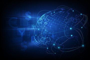 Money transfer. Global Currency. Stock Exchange. Stock vector illustration.