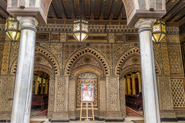 Obraz premium Coptic christian church in Cairo. Old Cairo, Cairo/Egypt - November 22,2016: 