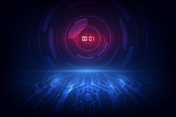 Abstract Futuristic Technology Background with Digital number timer concept and countdown, vector transparent