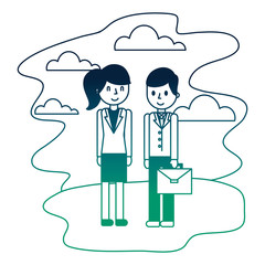 business couple elegant in landscape avatar character