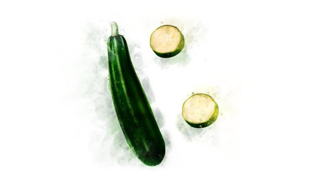 Watercolor Zucchini picture appearance