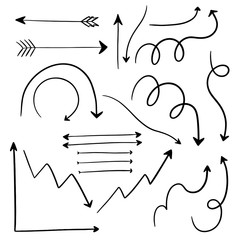Set of Various Hand Drawn Arrow Vector Elements