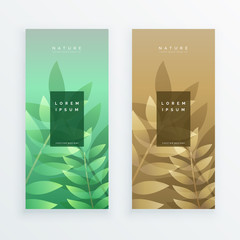 vertical leaves banner design set