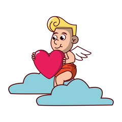 Cupid on cloud with heart