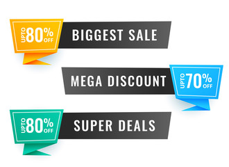 three sale banner with offer details