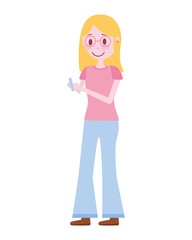 Fototapeta na wymiar young woman with smartphone avatar character