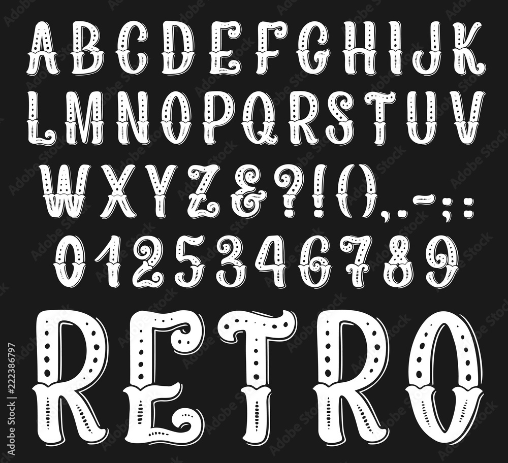 Poster vector vintage retro font letters and numbers