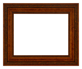 An isolated wooden frame for photos and art