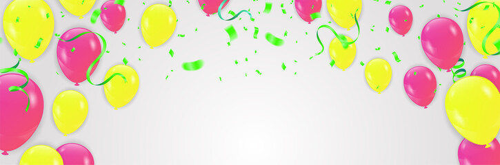 Yellow, Pink Rose Gold and Gold Circles on White Background. Vector Colorful Circles Confetti Isolated on White Background. Circles Confetti Fall From Top To Bottom