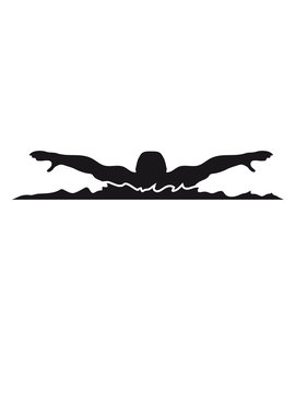 silhouette swimmer butterfly stroke water clip art preview