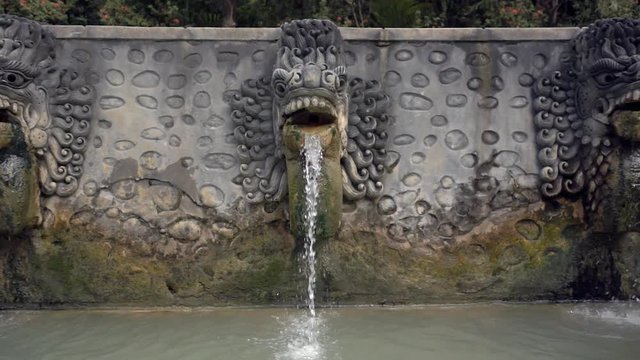 Thermal Banjar Tega hot springs in Bali, Indonesia. Slow motion